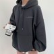 Korean chic autumn and winter lazy wind hooded drawstring back letter printing double pockets loose warm long-sleeved sweater