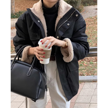 Work style lambswool-lined drawstring padded jacket Work style lambswool-lined drawstring padded jacket