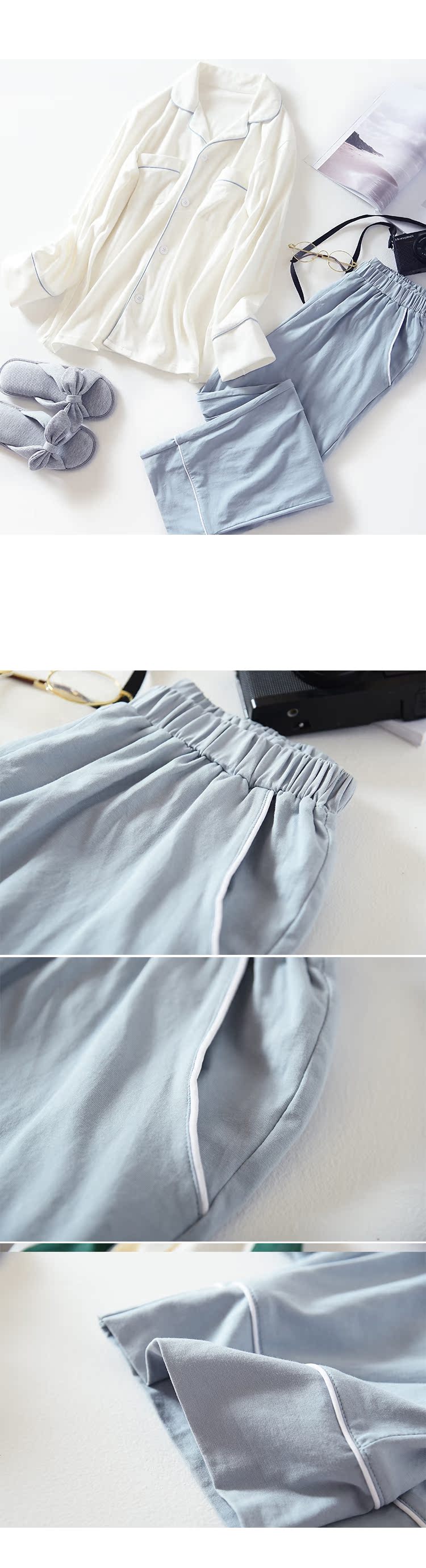 Ba bộ đồ ngủ cotton nam phục vụ mùa thu nam phục vụ nhà nam bộ pyjama trẻ em