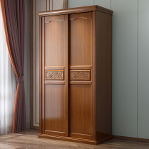 Sliding door all solid wood wardrobe home bedroom rack rental room storage locker modern simple wardrobe furniture