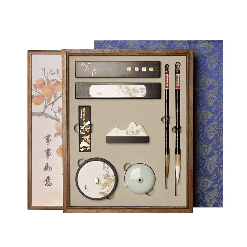 久月】中国美術.書道用硯.唐木箱付☆文房具書道具筆墨紙