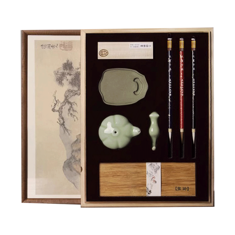 人気セール，正規品】 【銀閣】中国美術 墨 硯形 四方 三件 文房四宝