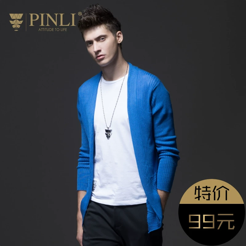 PINLI Pinli Quần áo nam Slim Solid Màu cardigan Áo len nam Dệt kim Hợp thời trang Áo khoác nam Casual Ấm áp Nam hợp thời trang - Cặp đôi áo len