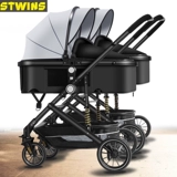 Коляска для близнецов с сидением, складная кукла для новорожденных для двоих, можно сидеть и лежать