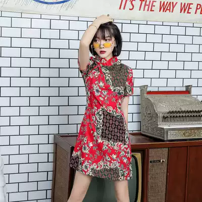 Summer students daily new cheongsam improved version of dress short literary cartoon retro young girl cheongsam