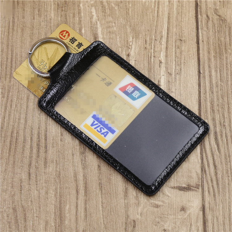 Real Leather Identity Card Cover Financial Card Cover Bus Sleeve Multifunction Card Bag Containing Protection Leather Cover Key Ring