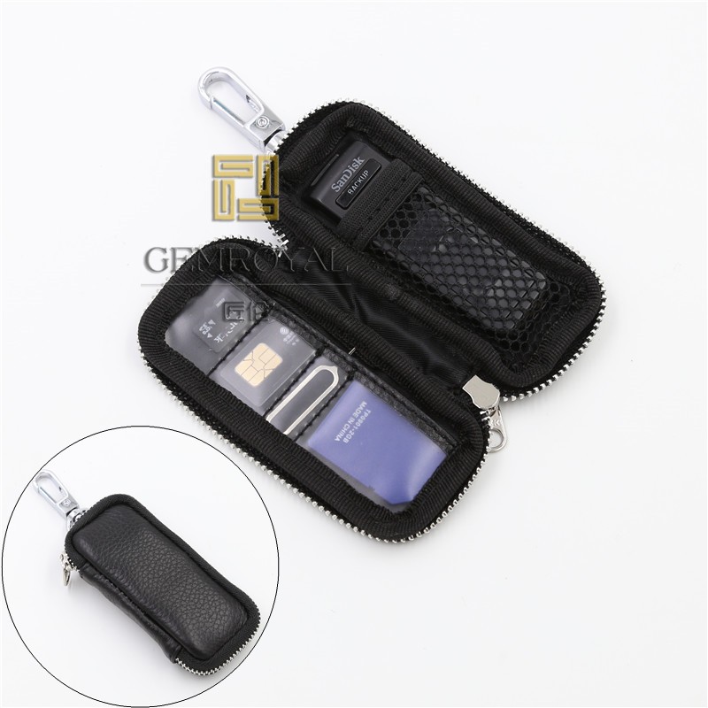 Genuine leather digital finishing package U disc SD card SIM card TF card for card-needle multifunctional containing bag bagging key chain buckle