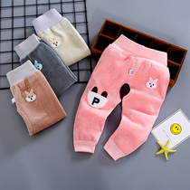 Boys and girls open pants baby boneless high waist belly trousers baby spring autumn and winter plus velvet warm all-match pants