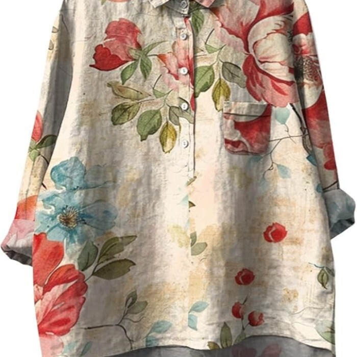 Cross-Border Japanese-Style Foreign Trade New Casual Hawaiian Long-Sleeve Cross-Border Women's Long-Sleeve Shirt Top T-Shirt Cross-Border Japanese-Style Foreign Trade New Casual Hawaiian Long-Sleeve Cross-Border Women's Long-Sleeve Shirt Top T-Shirt