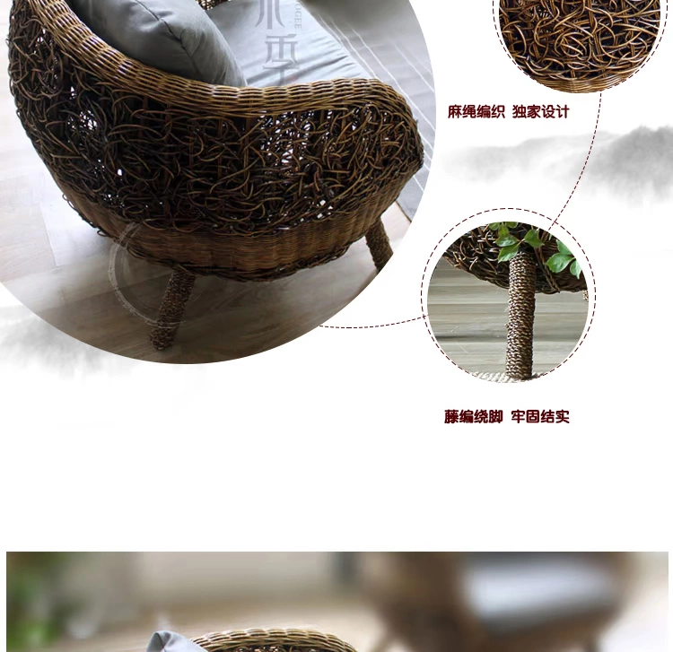 Wicker ghế ba mảnh giải trí bàn ghế kết hợp mây ngoài trời đồ nội thất ngoài trời mây ngoài trời ban công bàn ghế - Bàn ghế ngoài trời / sân ghế băng ngoài trời