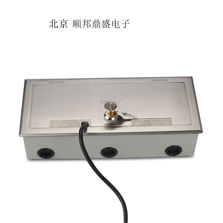 Ruibo ground socket Stainless steel waterproof lock-open built-in 3-position 86 panel with outlet hole ground socket