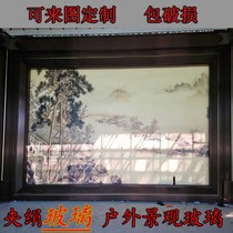 Double tempered 6 6 laminated silk glass manufacturer custom size landscape laminated landscape painting landscape background wall glass