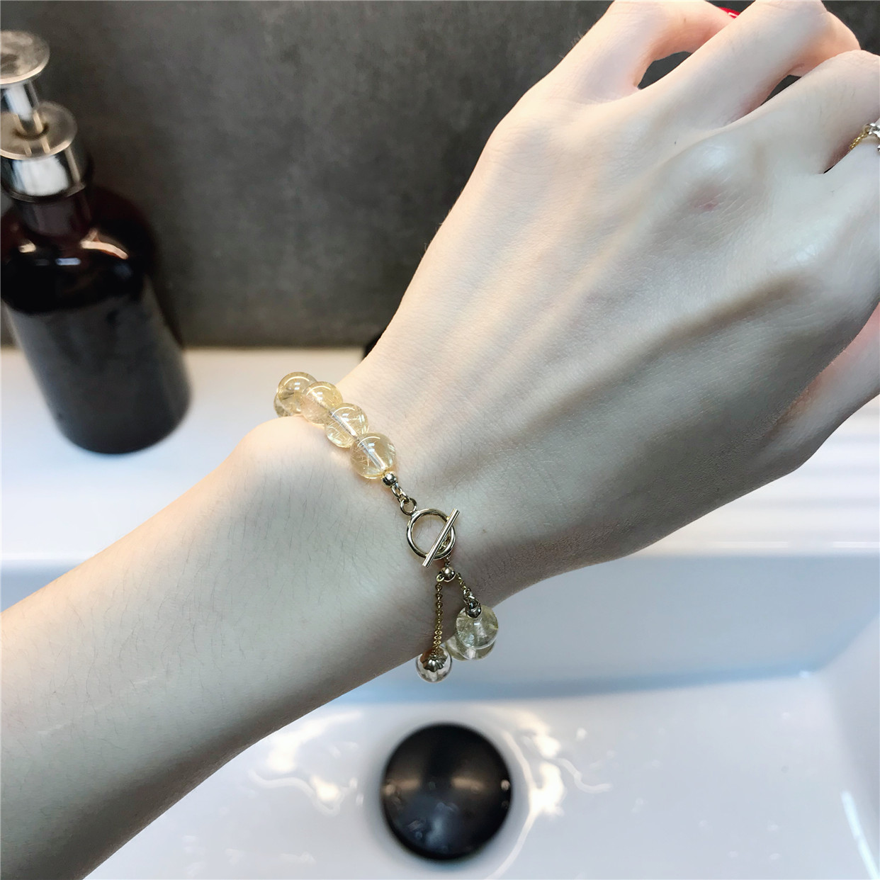 Natural Brazilian blonde crystal Crystal beaded bracelet women lucky business transfer ot buckle hand string birthday gift