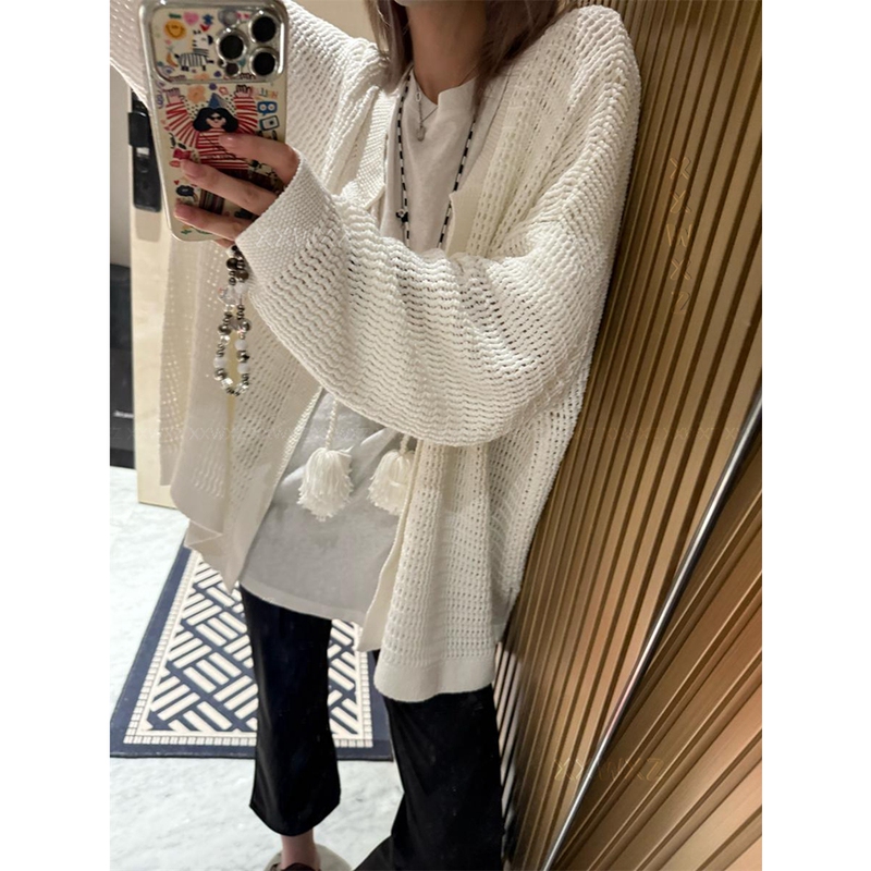 Korean Dongdaemun Autumn New Style Practical and Atmospheric Lazy Heavy-Duty Cover-Up Pp Knit Cardigan Top Korean Dongdaemun Autumn New Style Practical and Atmospheric Lazy Heavy-Duty Cover-Up Pp Knit Cardigan Top
