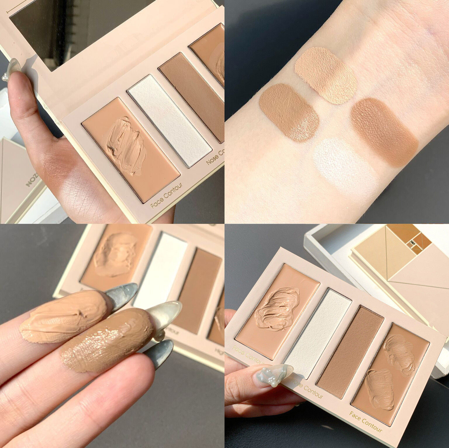 Makeup four-color modification repair volume natural three-dimensional concealer shadow dual-use high-gloss nose shadow concealer multi-functional