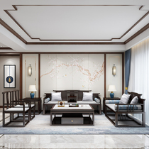 New Chinese fabric sofa modern simple Chinese living room solid wood removable and washable sofa Villa Hotel whole house furniture