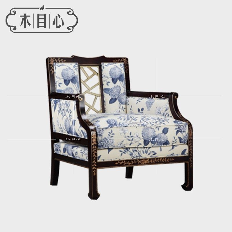 New Chinese Leisure Chair Designer Living Room Single Sofa Sofa Sofa Zen Hotel HomeResidence Sofa Sample House Show Center