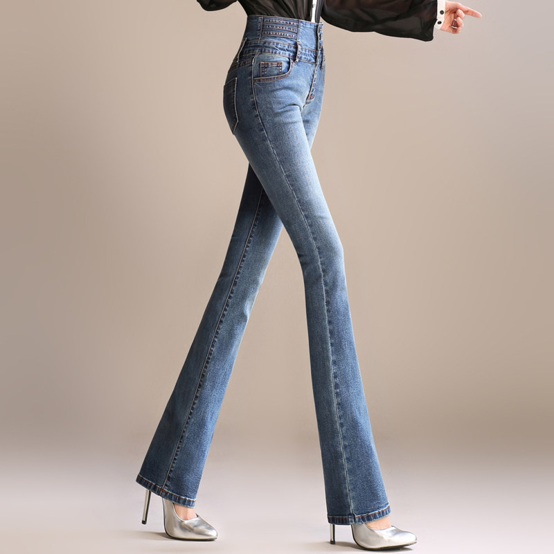Summer New High Waist Micro Horn Pants Jeans Women Long Pants Slim loose Thin Pituitary Straight Drum Micro Horn Pants