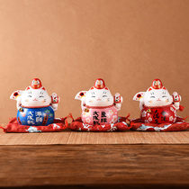 Zhaocai cat small ornaments shop opening gift car office creative home living room ceramic savings piggy bank