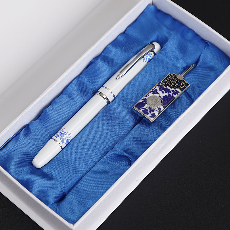 Blue and white porcelain signature ballpoint pen Student stationery Office supplies Chinese style gifts Send foreigners abroad