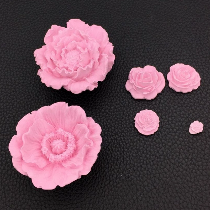 Stereo 3D Rose Poppies Hibiscus Bud DIY Epoxy Silicone Mold Setting Stand Keychain Mặt dây chuyền - Tự làm khuôn nướng