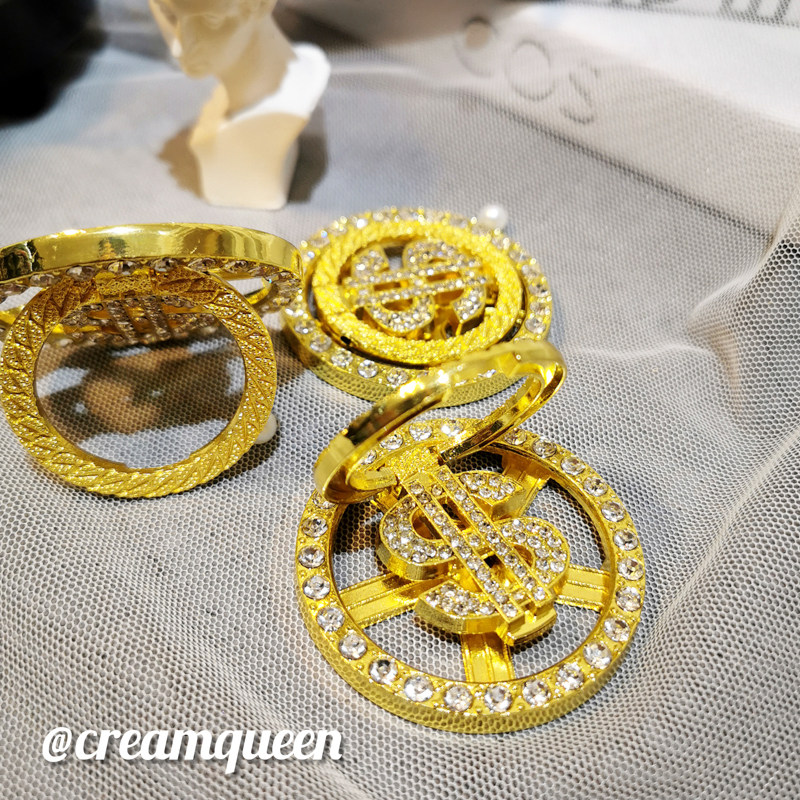 Metal drilling US gold marks rotating gyroscope phone bracket decoration accessories DIY hand-mounted cream queen