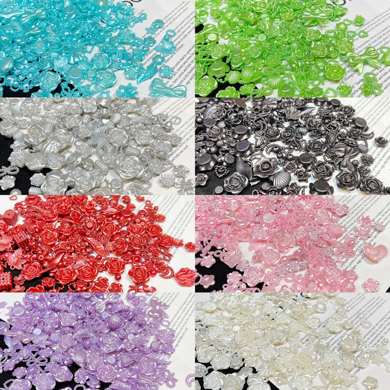 Cream Queen Baroque Mix Pearl Rose Flowers Resin Accessories Handmade Cream Gum Diy Cell Phone Protective Shell