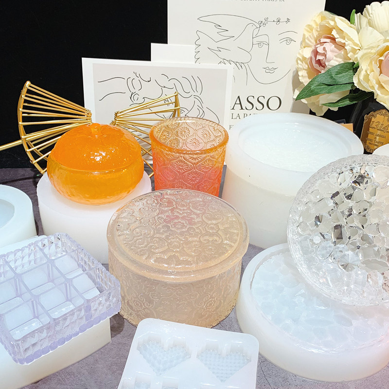Cream Queen Handmade Flip Mold Orange Containing Box Pen Holder Loving Pixel silicone Silicone Mold Crystal Gel Diy