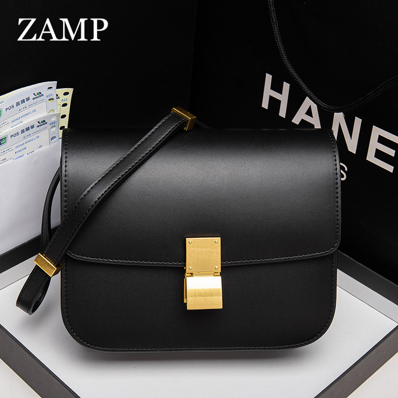 French ZAMP special cabinet women's bag genuine leather tofu bag box bag new tide single shoulder inclined satchel fashion net red bag
