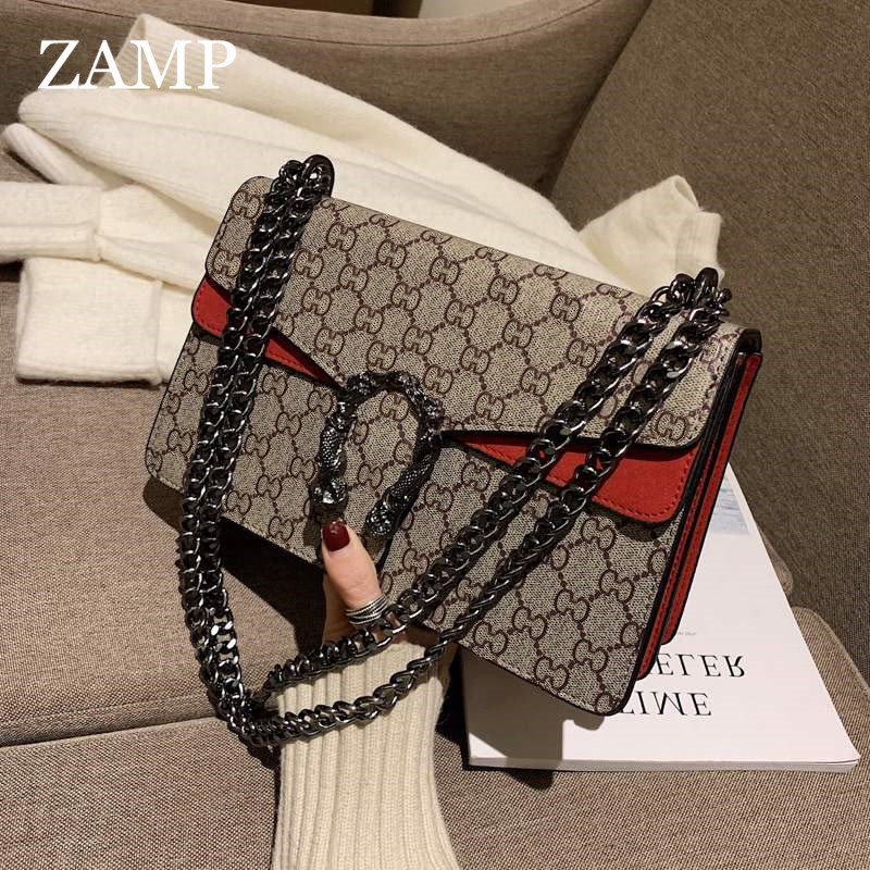 French ZAMP counter women's bag new trendy fashion all-match one-shoulder messenger bag chain bag leather Bacchus bag