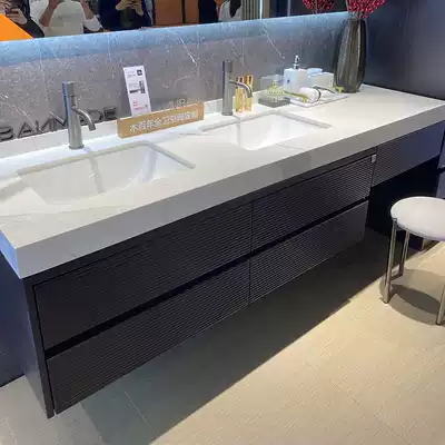 Delifeng rock plate integrated basin bathroom cabinet Modern light luxury solid wood suit powder room wash basin bathroom cabinet