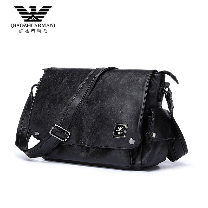 Bridge Zhiyamanny Genuine Leather Men's Bag Single Shoulder Bag Tide Pack Han Edition Men's Bag Bag Casual Twill Bag Men's Large Capacity