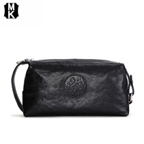 MK handbag male real cow leather business casual large capacity mens length mobile phone wallet hand hold bag clip bag washing bag
