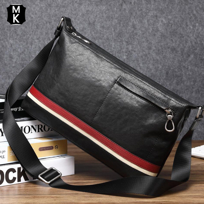 MK2022 new trendy men's shoulder Messenger bag leather messenger bag casual horizontal men's bag youth shoulder bag