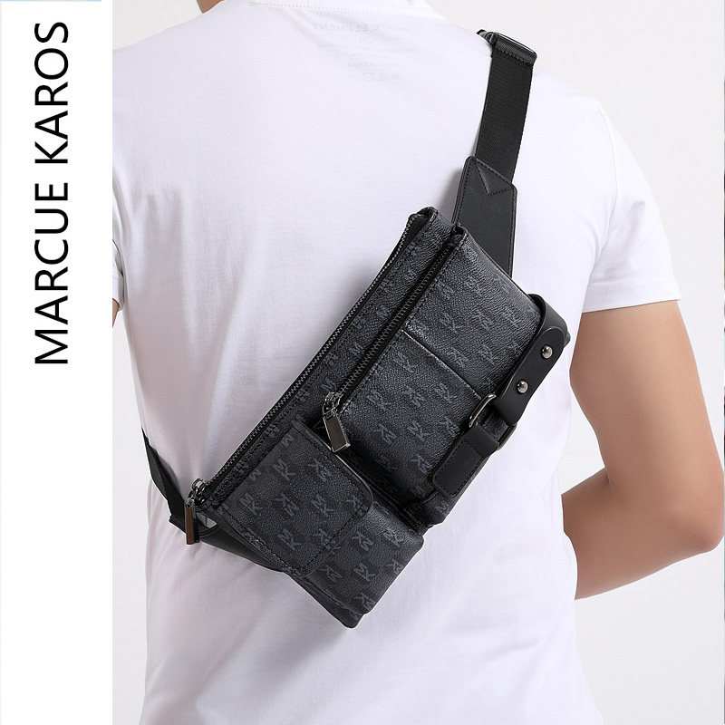 MK Genuine Leather Skew Satchel Bag Men Tide Card Bag Casual Purse Street Trend Chest Bag Youth Sport Small Scapegoat Summer