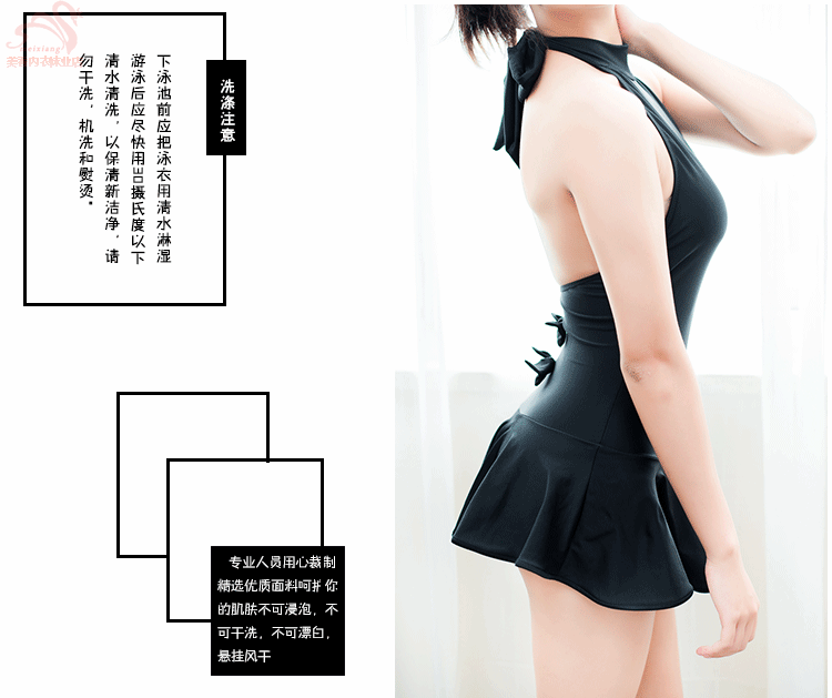 Thư viện áo tắm chết một mảnh Shuiwu Wang saber với áo tắm nơ đen Áo tắm mỏng mỏng áo tắm liền thân màu đen