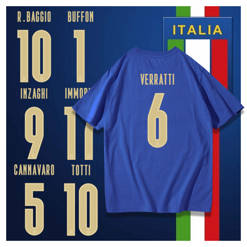 2021 European Cup National Team Italy Jersey Verratti Immobile Baggio Football Fan Short Sleeve T-Shirt Men