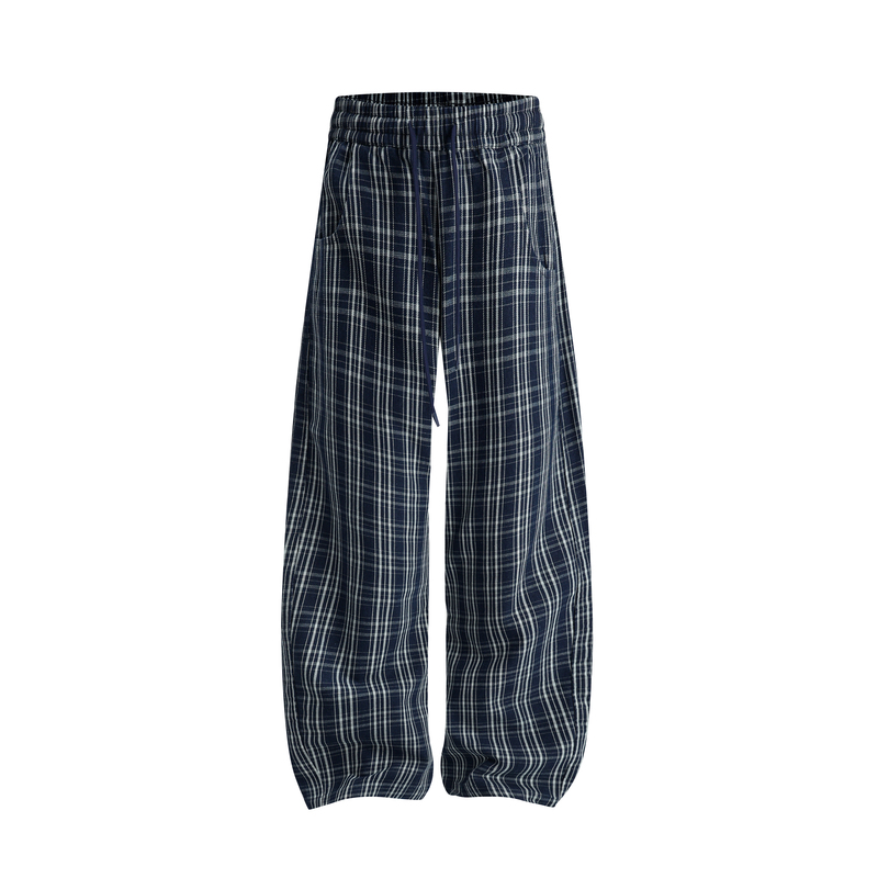 Rsnenlb American Retro Plaid Wide-Leg Casual Pants Unisex Versatile Commuter Jeans with Curved Hem Rsnenlb American Retro Plaid Wide-Leg Casual Pants Unisex Versatile Commuter Jeans with Curved Hem