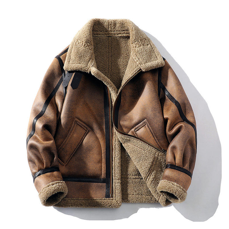2026 Winter Large Size Fur Integrated Shearling Biker Jacket Trendy Brand Melard Leather Jacket Coat for Men and Women Winter