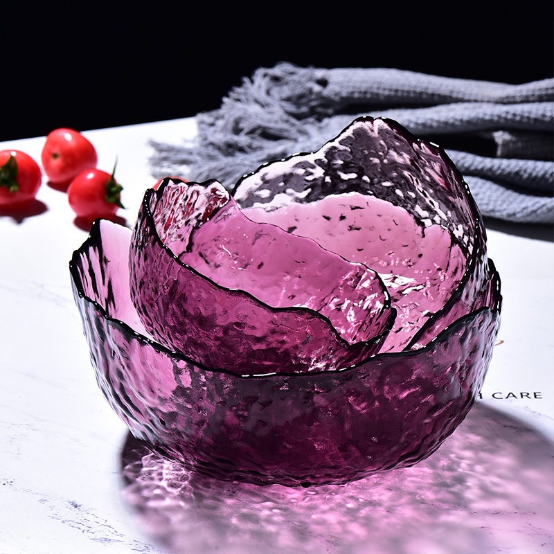 Fruit Plate Glass Household Nordic Style Fruit Tray Fruit Bowl Creative Modern Living Room Coffee Table Crystal Glass Plate Large