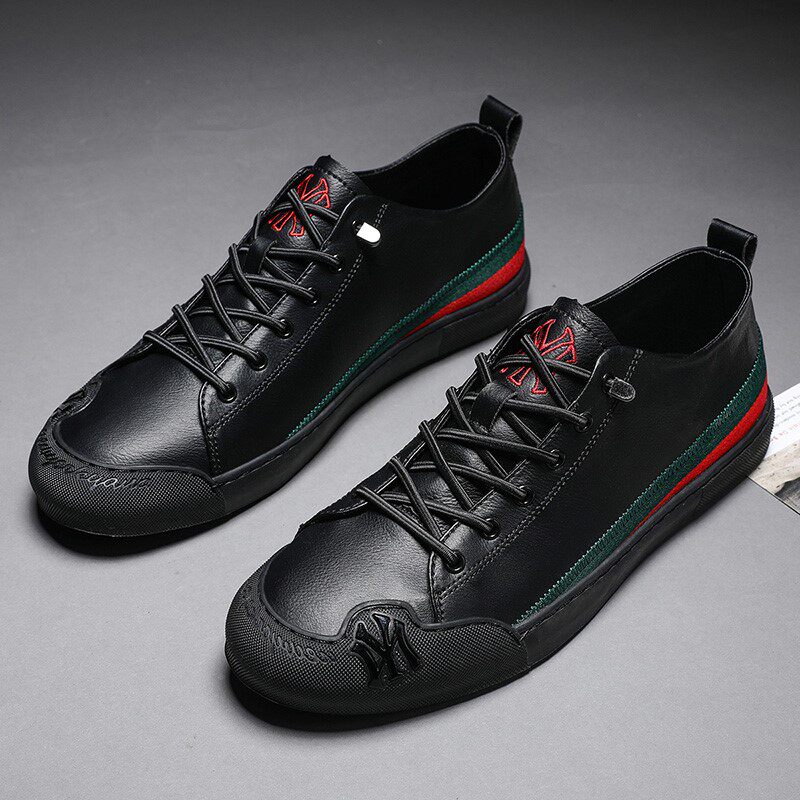 2021 Spring Men's Shoes Genuine Leather Casual Shoes Men's Net Red Thin Single Shoes Non-mainstream Running Shoes Flat Sole