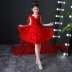 Trẻ em chủ nhà với trẻ em ăn mặc cô gái trang phục piano mô hình sàn catwalk cô gái công chúa váy đuôi dài trang phục biểu diễn cho bé trai Váy trẻ em