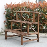 На открытом воздухе балкона на балконе Терраса Большая карбонизированная антикоррозия сплошной древесины/трапециевидная цветочная рама с четырьмя слоями обуви