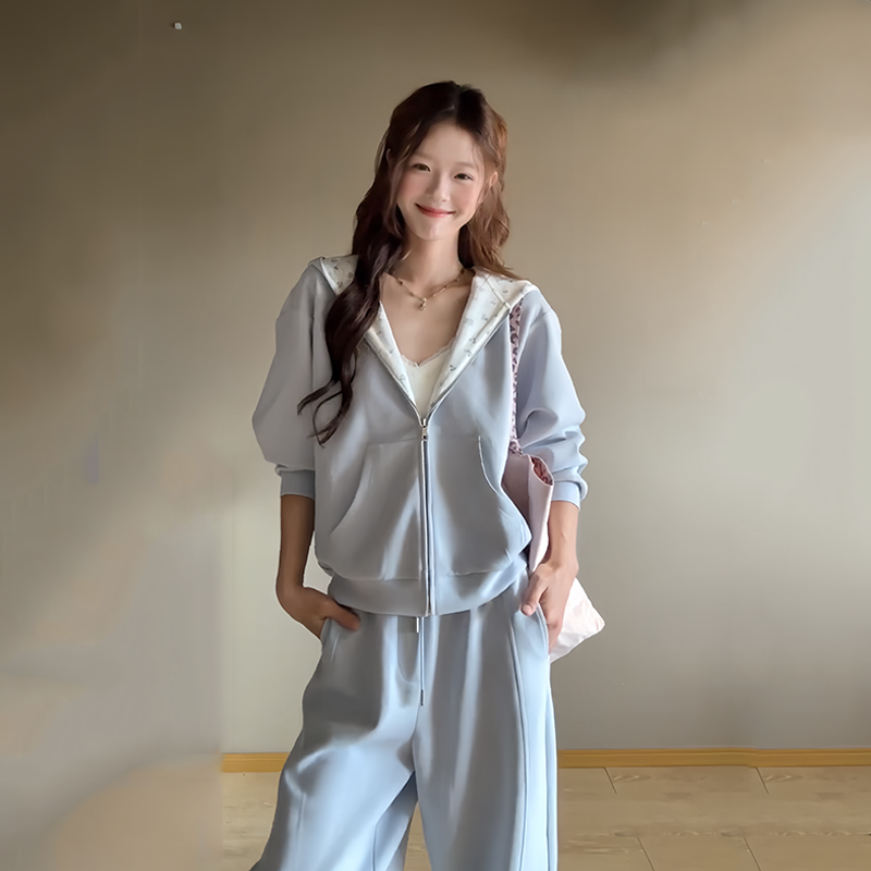Autumn Korean-Style Casual Relaxed Sweatshirt Jacket and Wide-Leg Pants Outfit Set for Women, 2026 New Versatile Autumn Wear Autumn Korean-Style Casual Relaxed Sweatshirt Jacket and Wide-Leg Pants Outfit Set for Women, 2026 New Versatile Autumn Wear