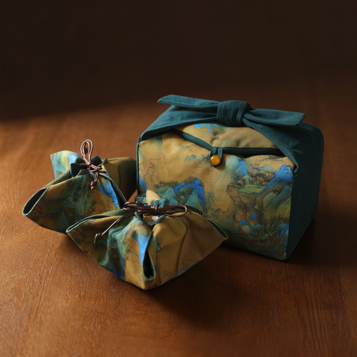 Spring Clay Ancient Painting Series Thickened Hemp Cotton Collection Bag Travel Bag Taiwan Cloth Bag Tea Set Thousands Of Miles of Mountain Big Bu Package