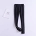 Mùa xuân và mùa thu dày quần legging thể thao màu trắng sọc dọc kéo dài dệt kim cotton đen chân chín quần quần áo nữ mùa hè đẹp Quần tây thường