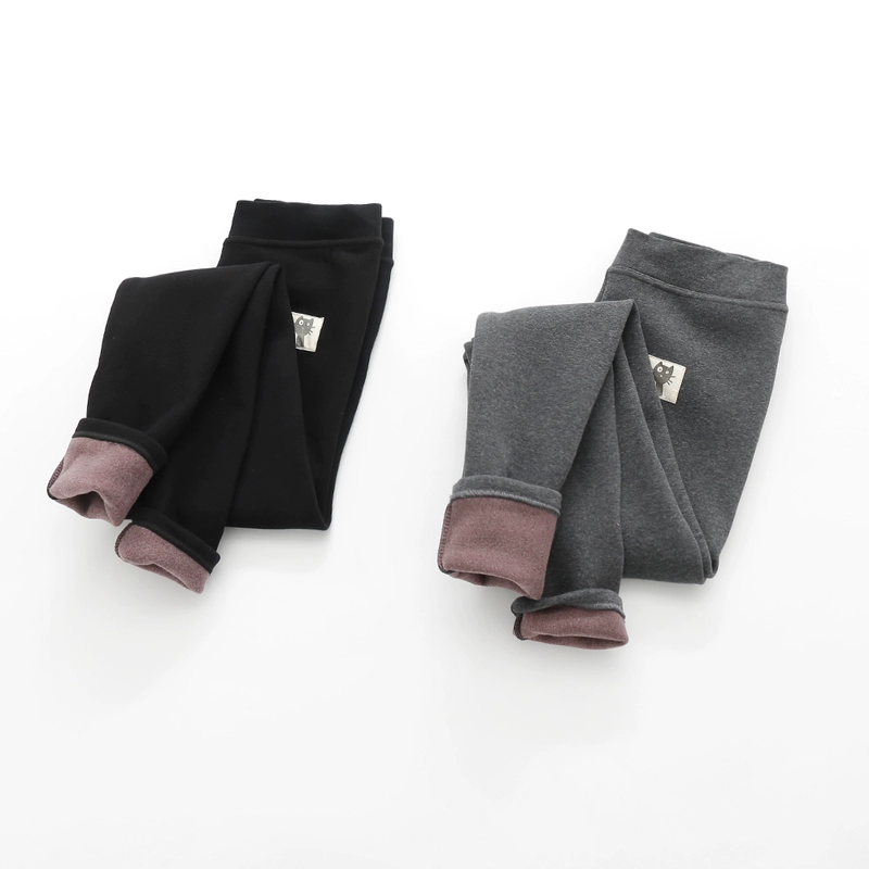 Quần legging thể thao dày cho mèo mùa thu đông nữ cộng với quần thun cotton giảm béo co giãn eo cao và chân nhung