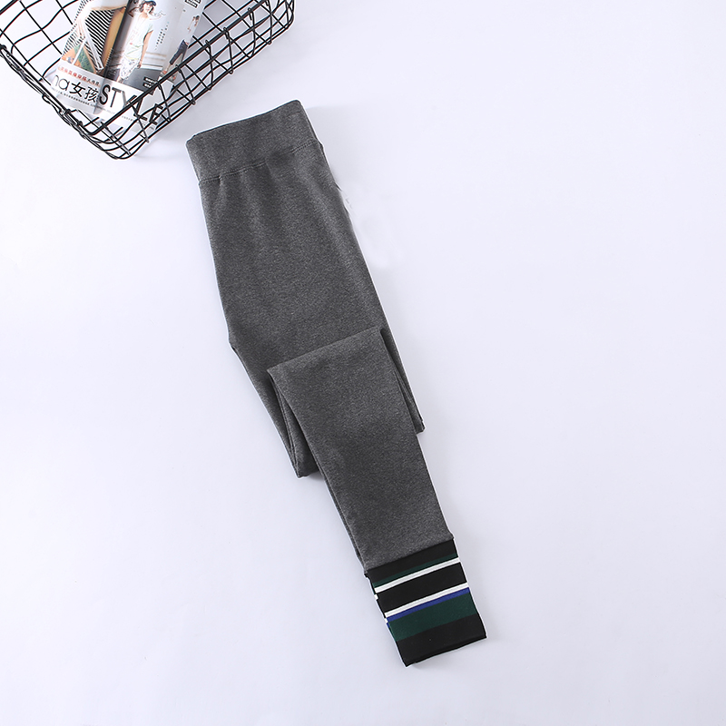 Quần legging thể thao sọc hàn quốc mùa thu nữ không có sợi cotton nhung Chân co giãn để mặc quần dài quần baggy nữ