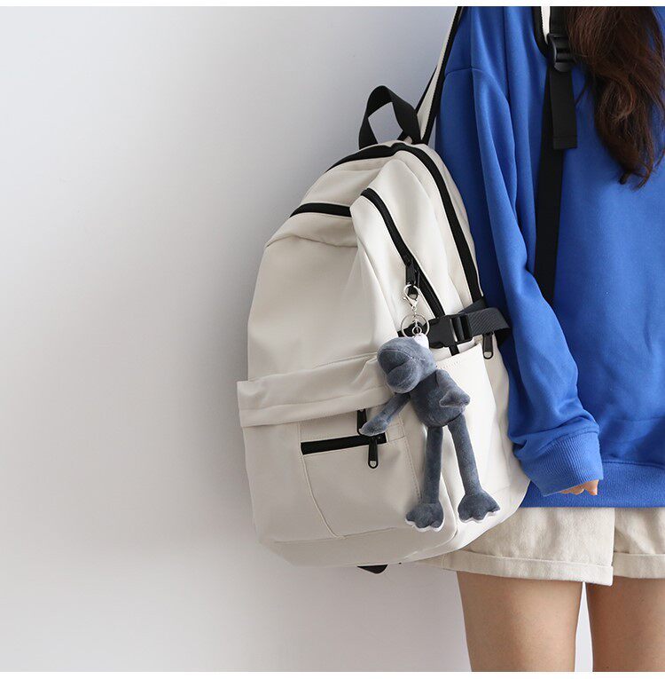 2022 Sen series black and white wild solid color backpack female Korean fashion schoolbag male high school backpack female shoulders college students