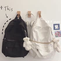 French small crownins Lazy Water Washed Canvas Double Shoulder Bag Day Ensemble Retro Great Capacity College College Student School Bag Back